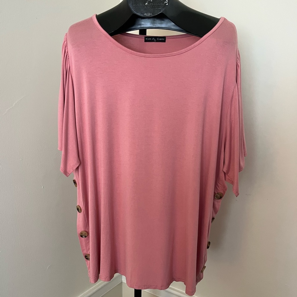 Dusty Pink Flutter Sleeve Top 3x
